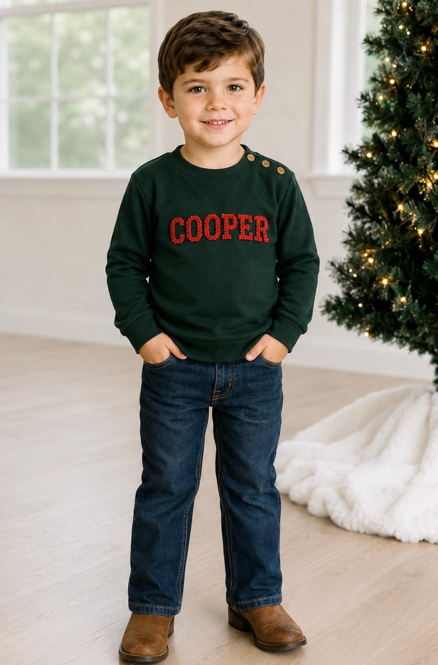 PRE ORDER Boys Green Custom French Knot Sweater | ETA to LBS: OCTOBER