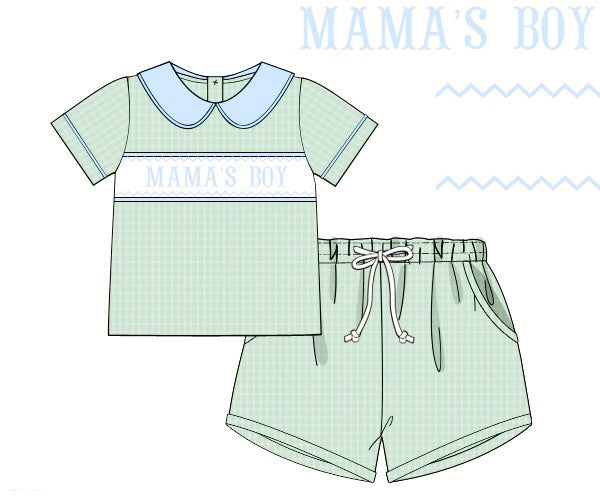 PRE ORDER Boys Mama’s Boy Mother’s Day Smock Short Set | ETA to LBS: March