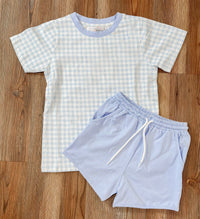 BLANK Blue Gingham Short Set