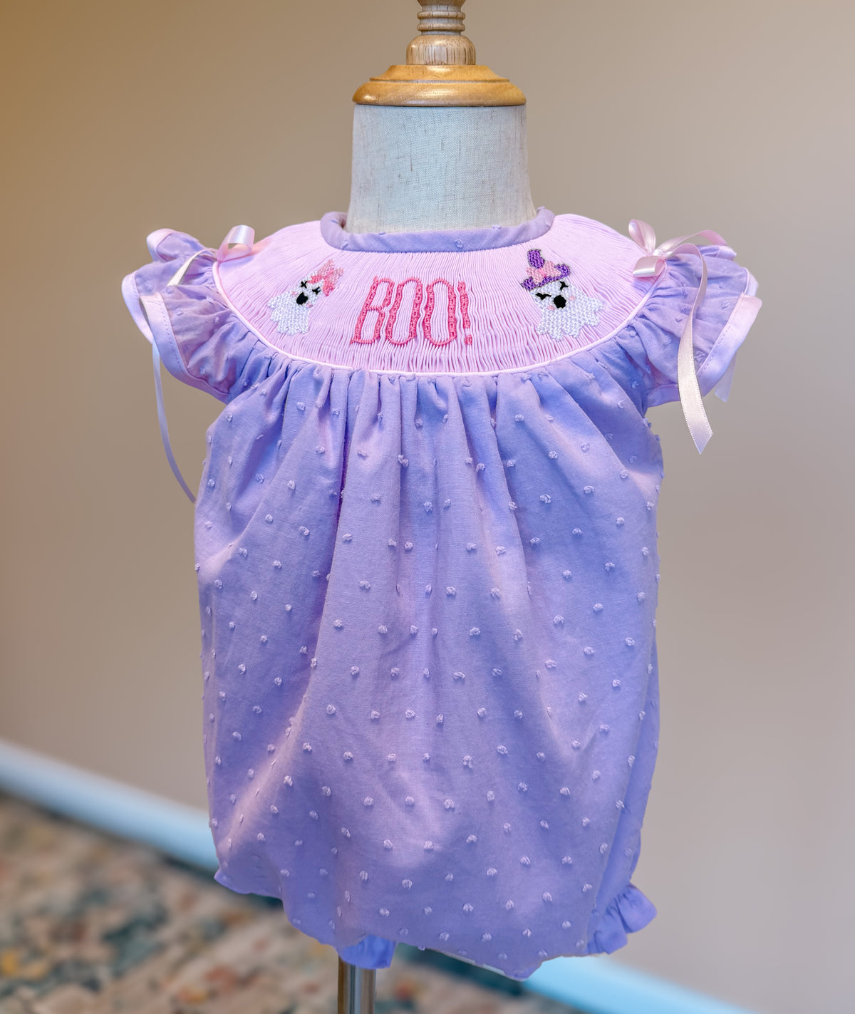 Girls “BOO” Smocked Friendly Ghosts Bubble
