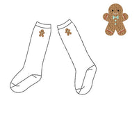 French Knot Gingerbread Knee High Socks