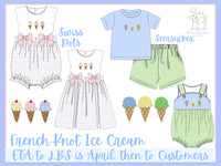 PRE ORDER Girls French Knot Ice Cream Bloomer Set & Dress | ETA to LBS: APRIL