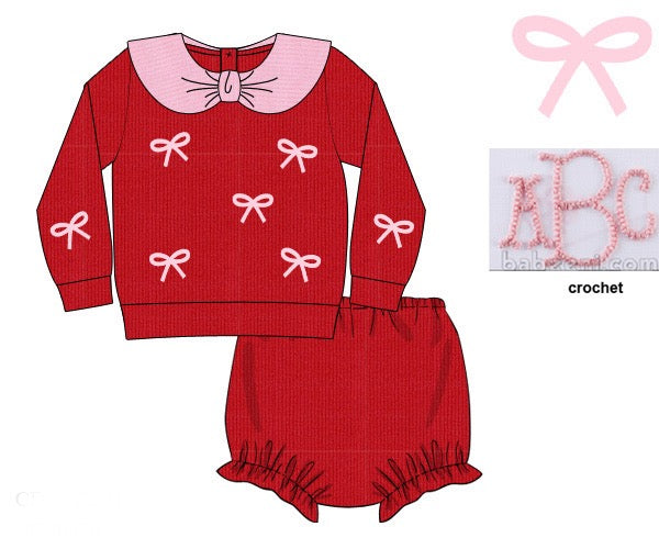 Girls Bow Cardigan Bloomer Set