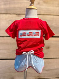 Boys Smocked Stand for the Flag Short Set