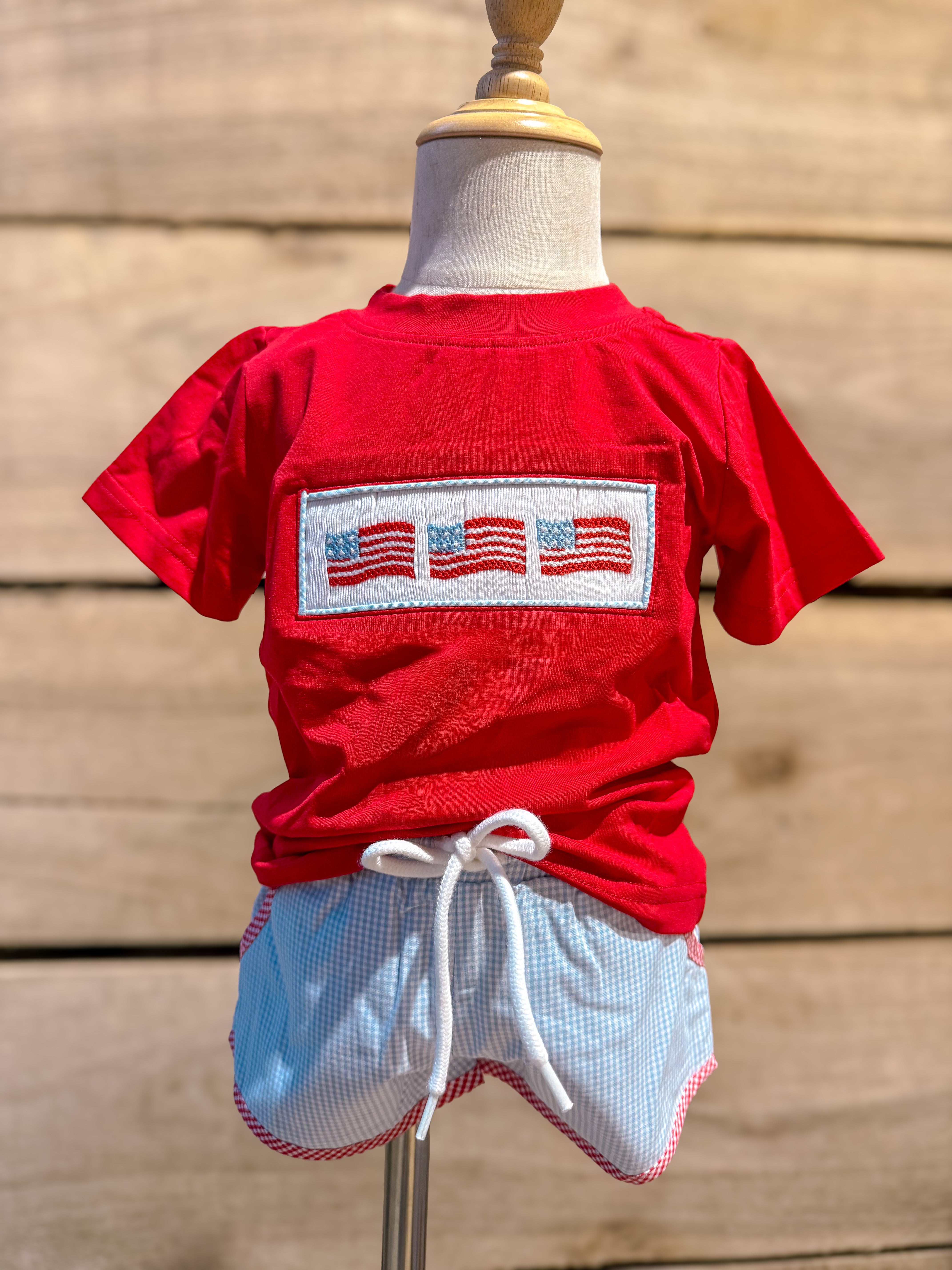 Boys Smocked Stand for the Flag Short Set