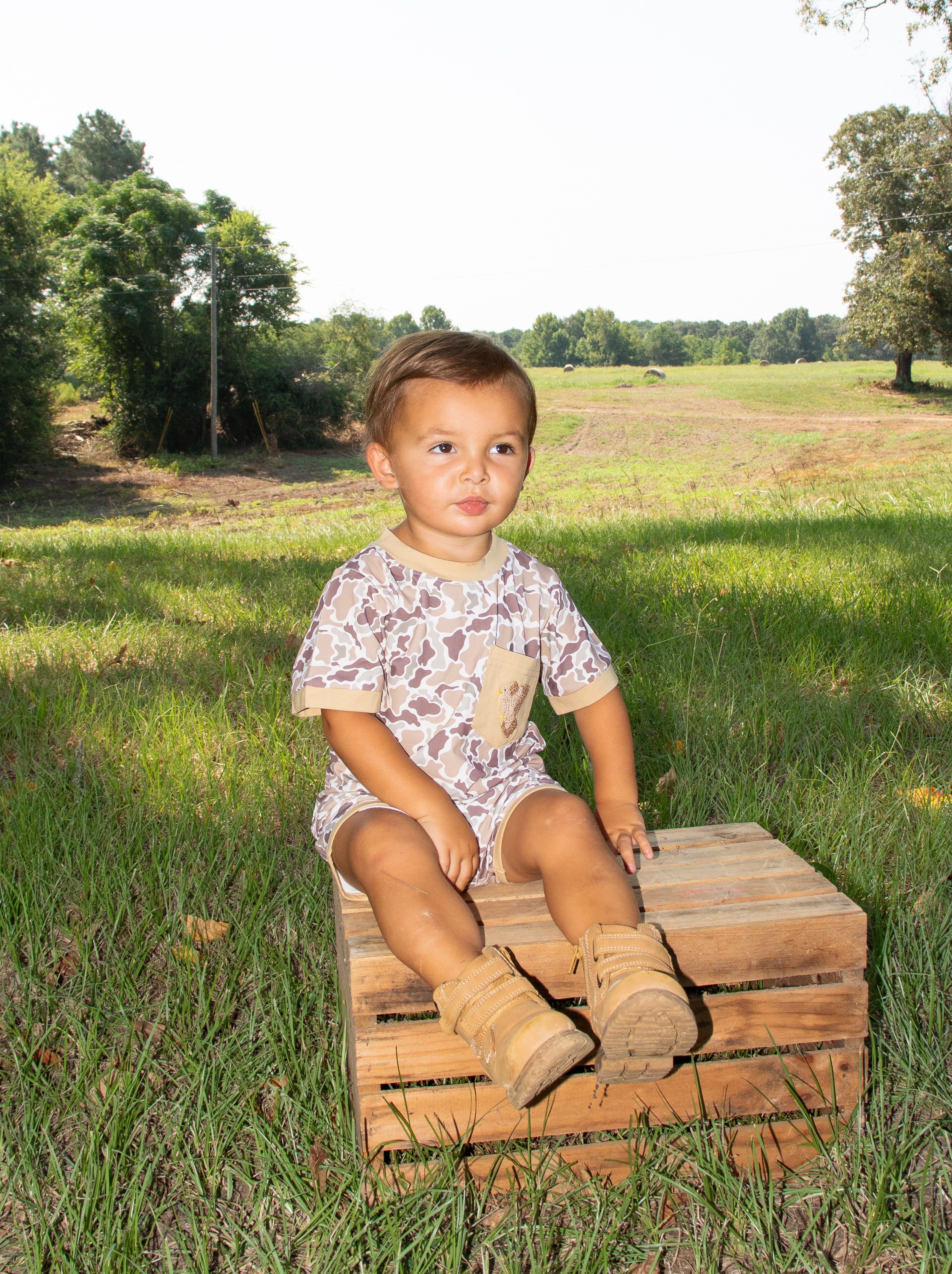 Boys French Knot Dove Day Short Set