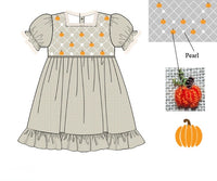 PRE ORDER Girls Smocked Heirloom Pearl Pumpkins Bloomer Set & Dress | ETA to LBS: SEPTEMBER