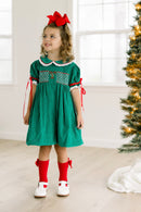 PRE ORDER Girls Embroidered Candy Cane Corduroy Christmas Bloomer Set & Dress | ETA to LBS: OCTOBER