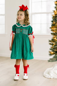 PRE ORDER Girls Embroidered Candy Cane Corduroy Christmas Bloomer Set & Dress | ETA to LBS: OCTOBER