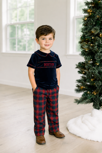 PRE ORDER Boys Custom Smock Velvet Tartan Tidings Pant Set | ETA to LBS: OCTOBER