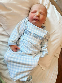 Boys “LITTLE BROTHER” French Knot Gown