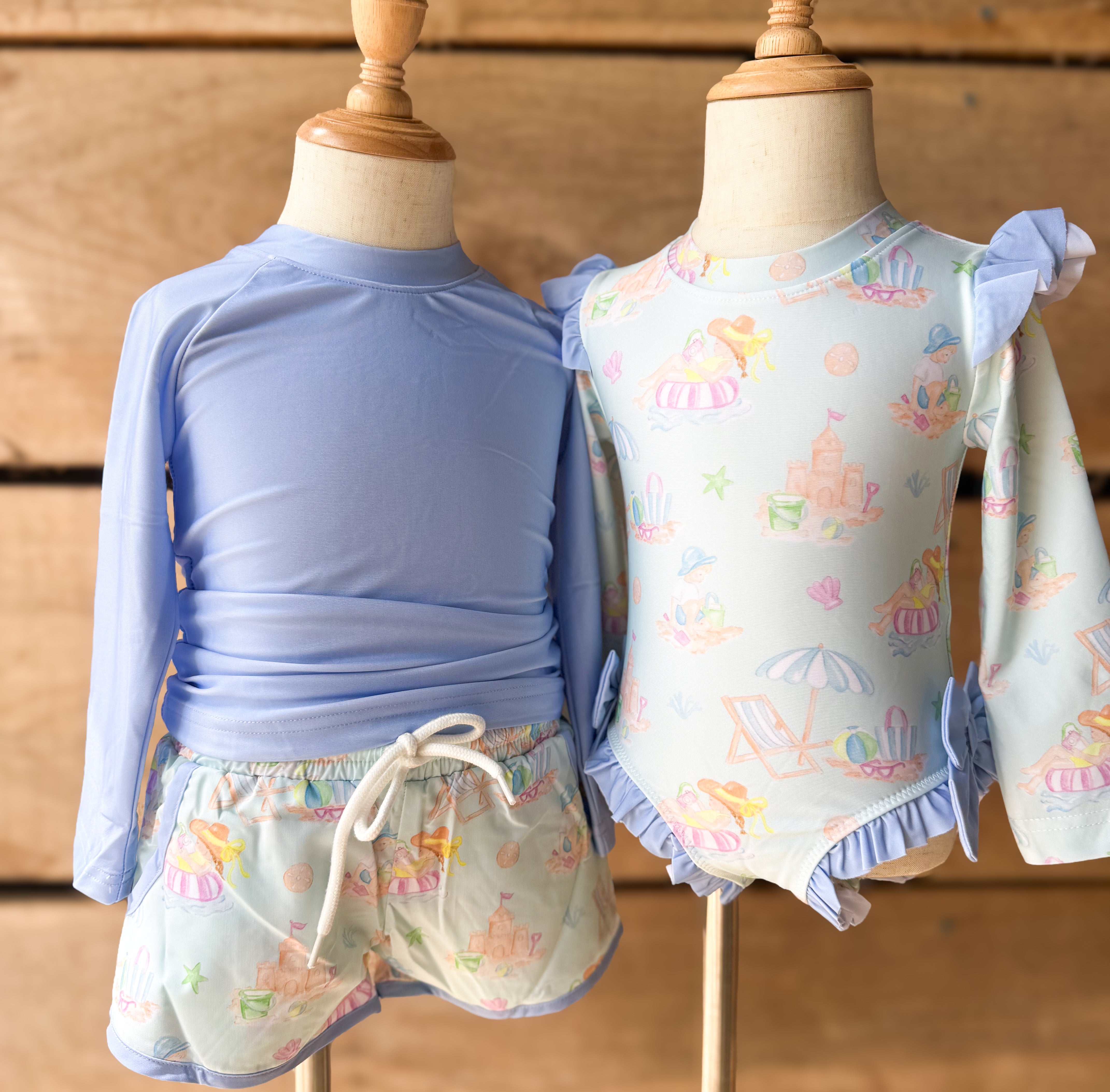 Boys Mint Beach Day 2-Piece Swim Trunk Set- UPF: 50+