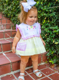 Girls Interchangeable Bib Seersucker Short Set