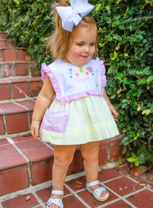 PRE ORDER Girls Interchangeable Bib Seersucker Short Set | ETA to LBS: LATE March