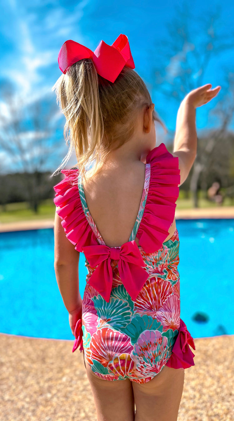 Girls Seashell 1 Piece Swimsuit