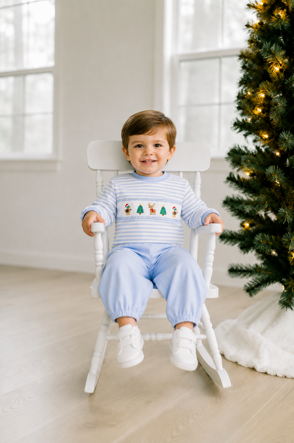 PRE ORDER Boys Smocked Christmas In The Woods Ankle Pants Set | ETA to LBS: OCTOBER