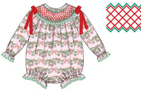PRE ORDER Girls Smocked Christmas Garland Bubble | ETA to LBS: OCTOBER