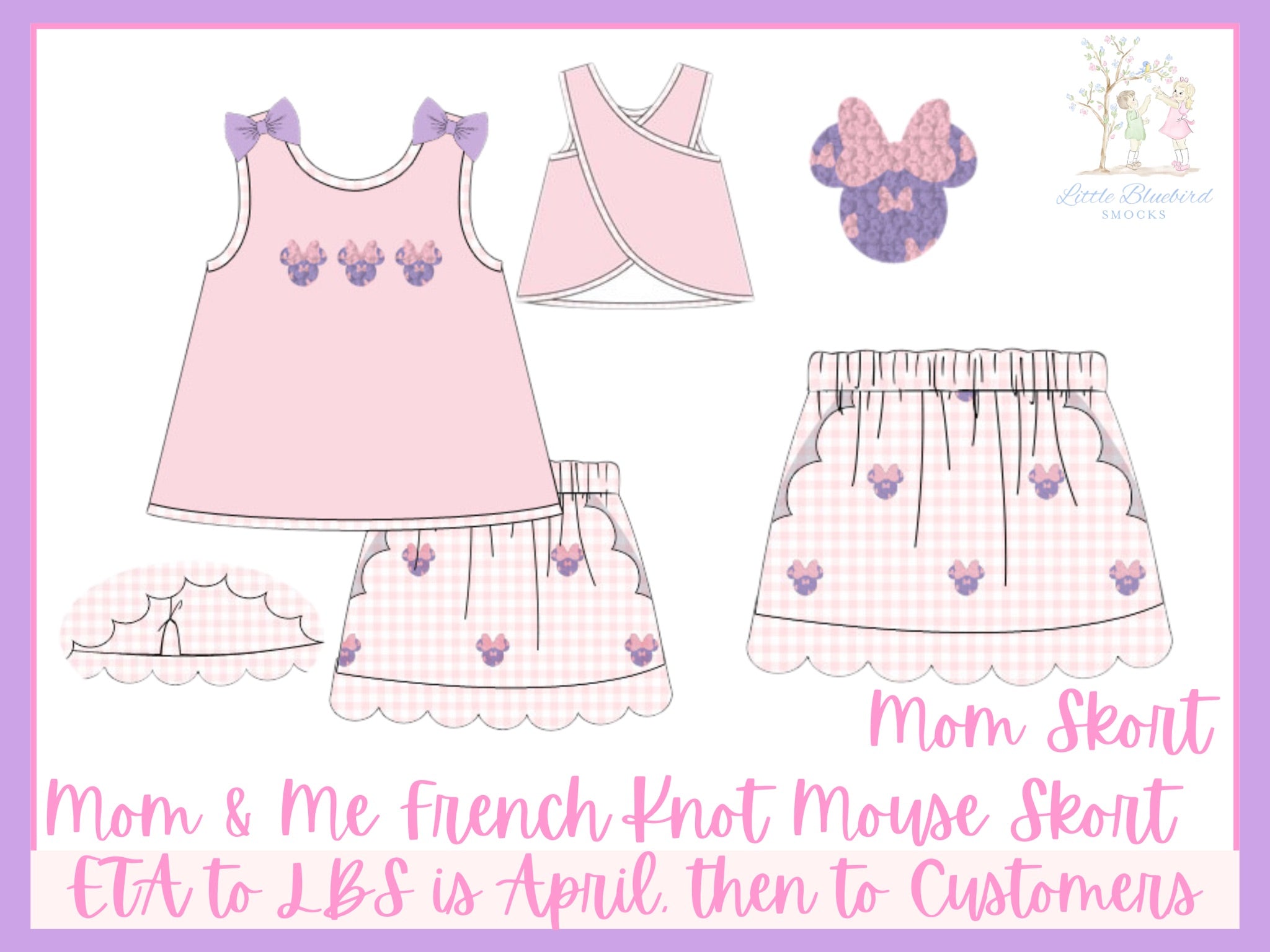 Girls French Knot Mouse Skort Set