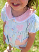 Girls Embroidered Preppy Mouse Bubble