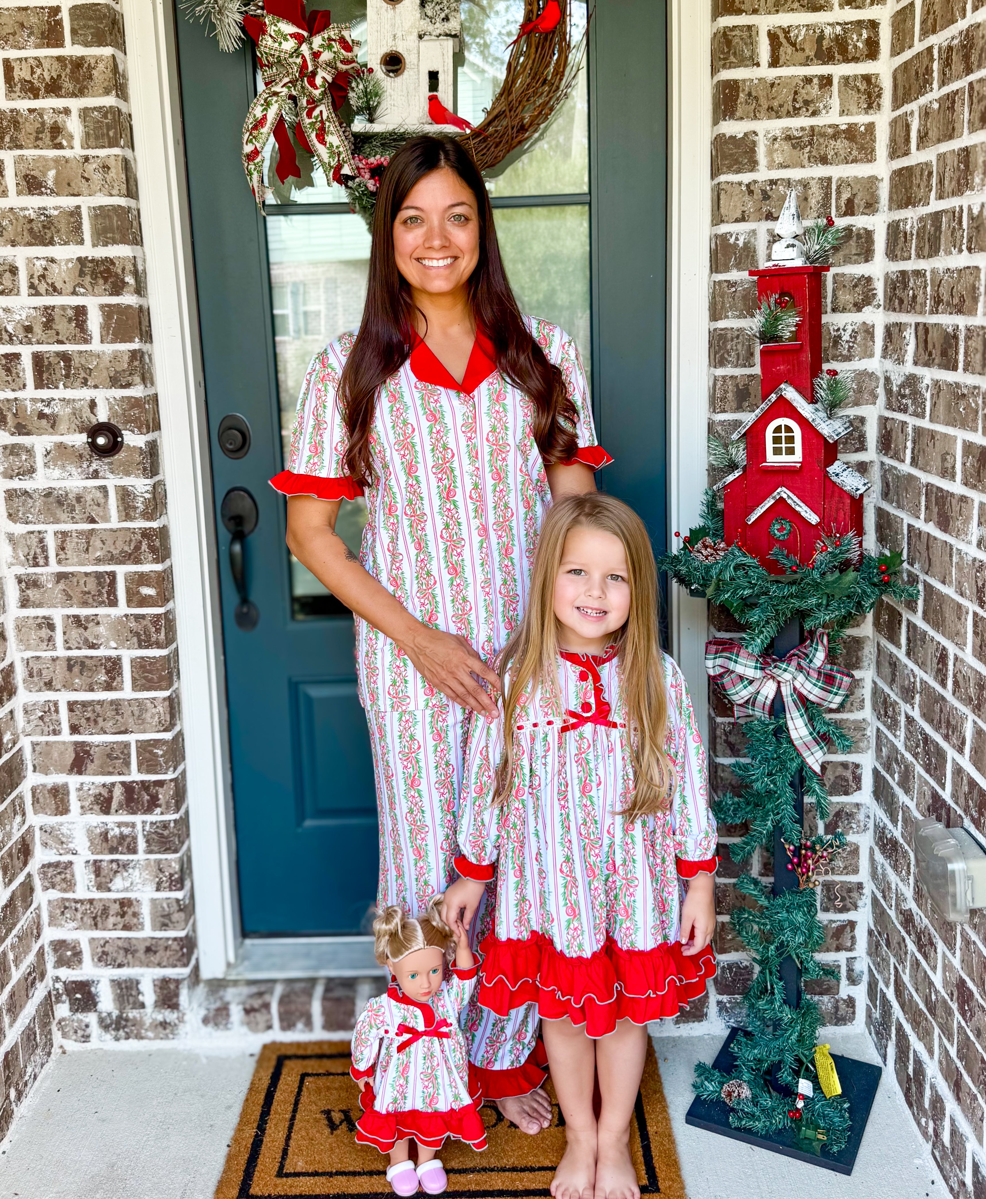 Girls Candy Cane Vines Knit Gown
