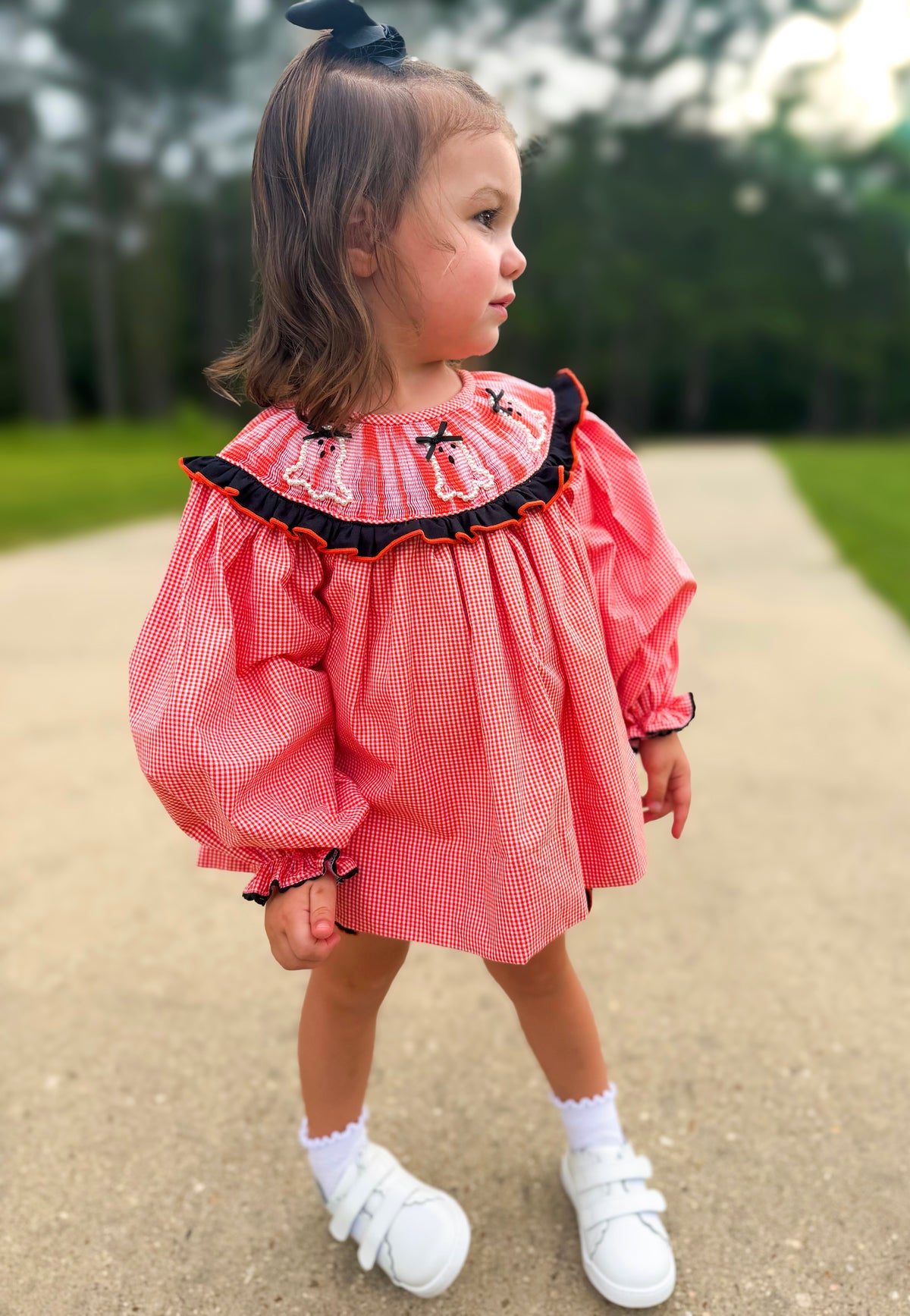 Girls Smocked Pearl Ghosts Bloomer Set & Dress
