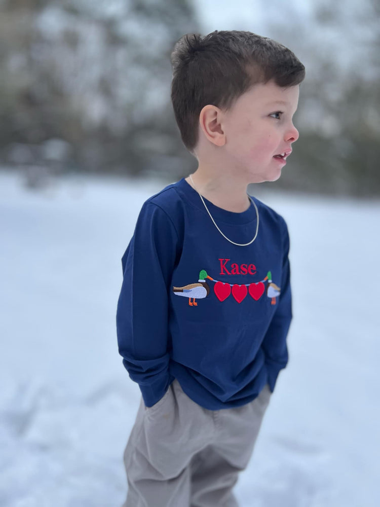 Boys Embroidered Valentine’s Ducks Shirt