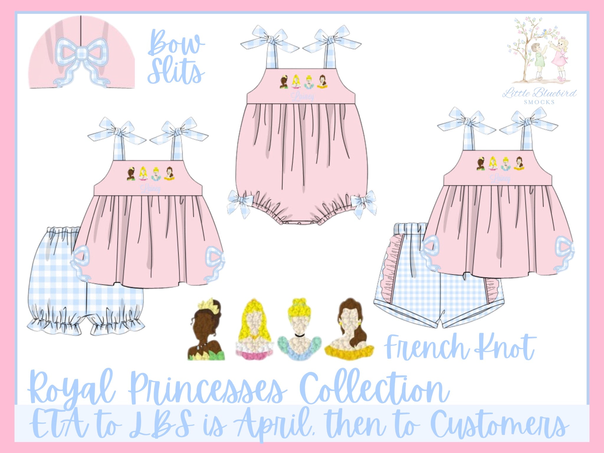 Girls French Knot Royal Princesses Bubble Bloomer Shorts Set