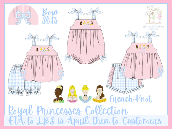 Girls French Knot Royal Princesses Bubble Bloomer Shorts Set