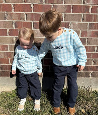 Boys Baby Blue Gingham Sweater