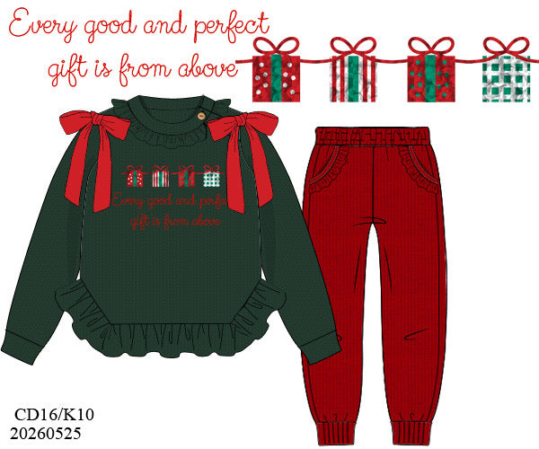 PRE ORDER Girls French Knot Gifts Sweater Jogger Set | ETA to LBS: OCTOBER
