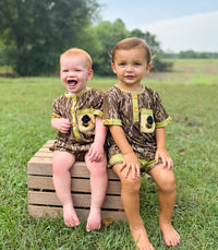 Boys French Knot Dog Bottomland Camo Short Set