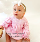 PRE ORDER Girls Pink Smocked Pearl Bows Bloomer Set ETA: MAY