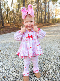 Girls Embroidered Santa Knit Lounge Set