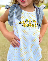 Girls Embroidered Cheerleaders Ruffle Short Set