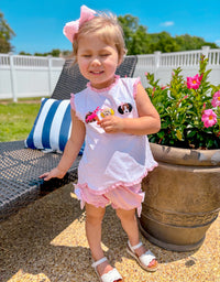 Girls French Knot Puppy Pals Bubble Bloomer Short Set