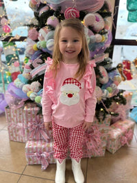 Girls Santa Appliqué Sweatshirt Jogger Set