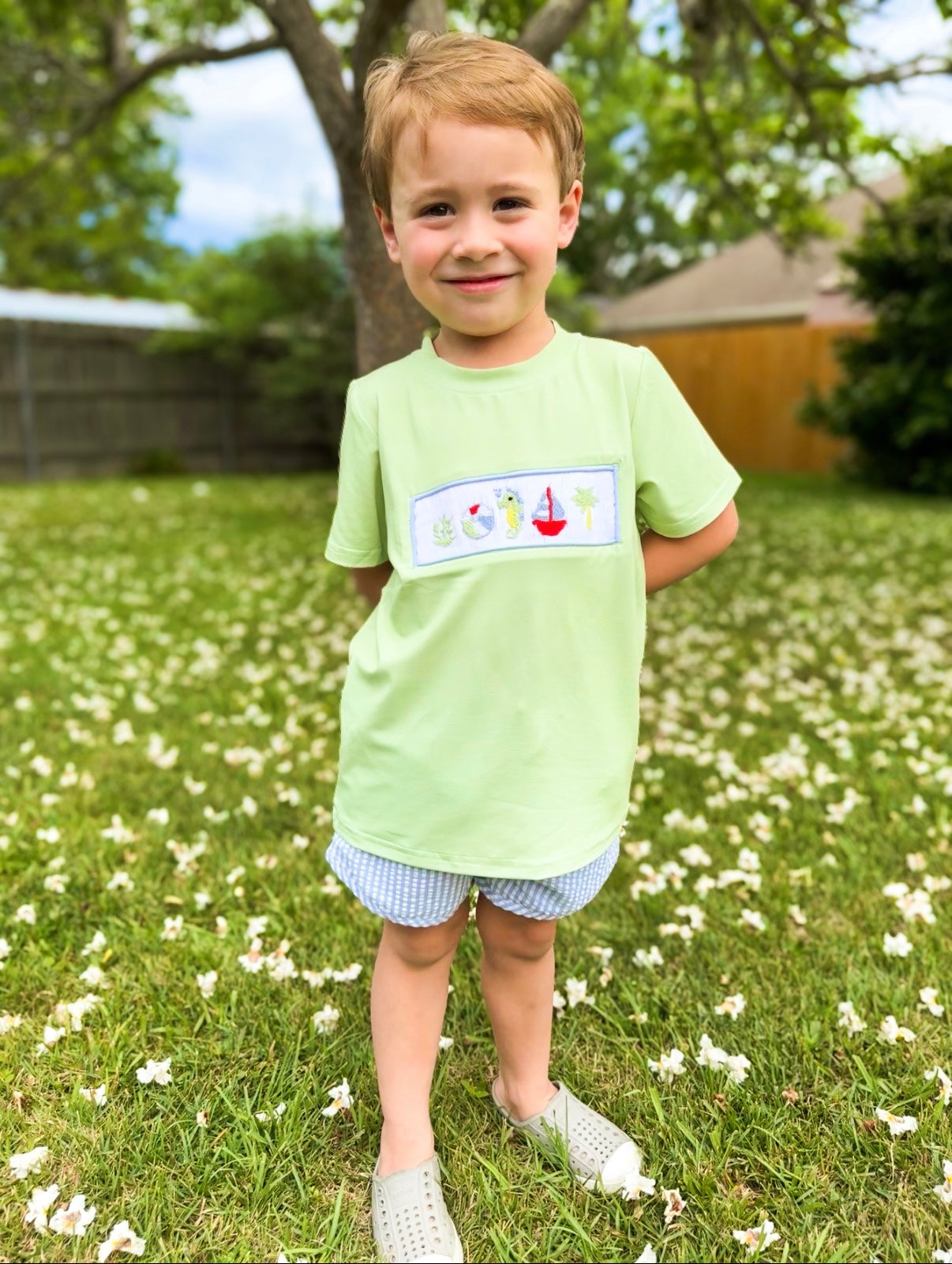 Boys Under the Sea Smocked Short Set