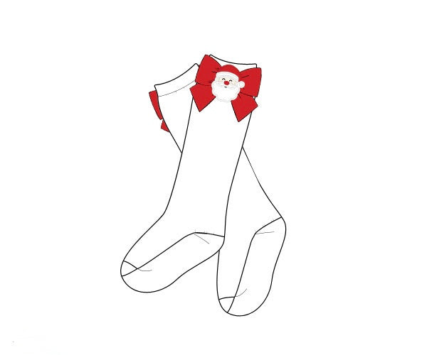 PRE ORDER Girls Bow Santa Knee High Socks | ETA to LBS: OCTOBER