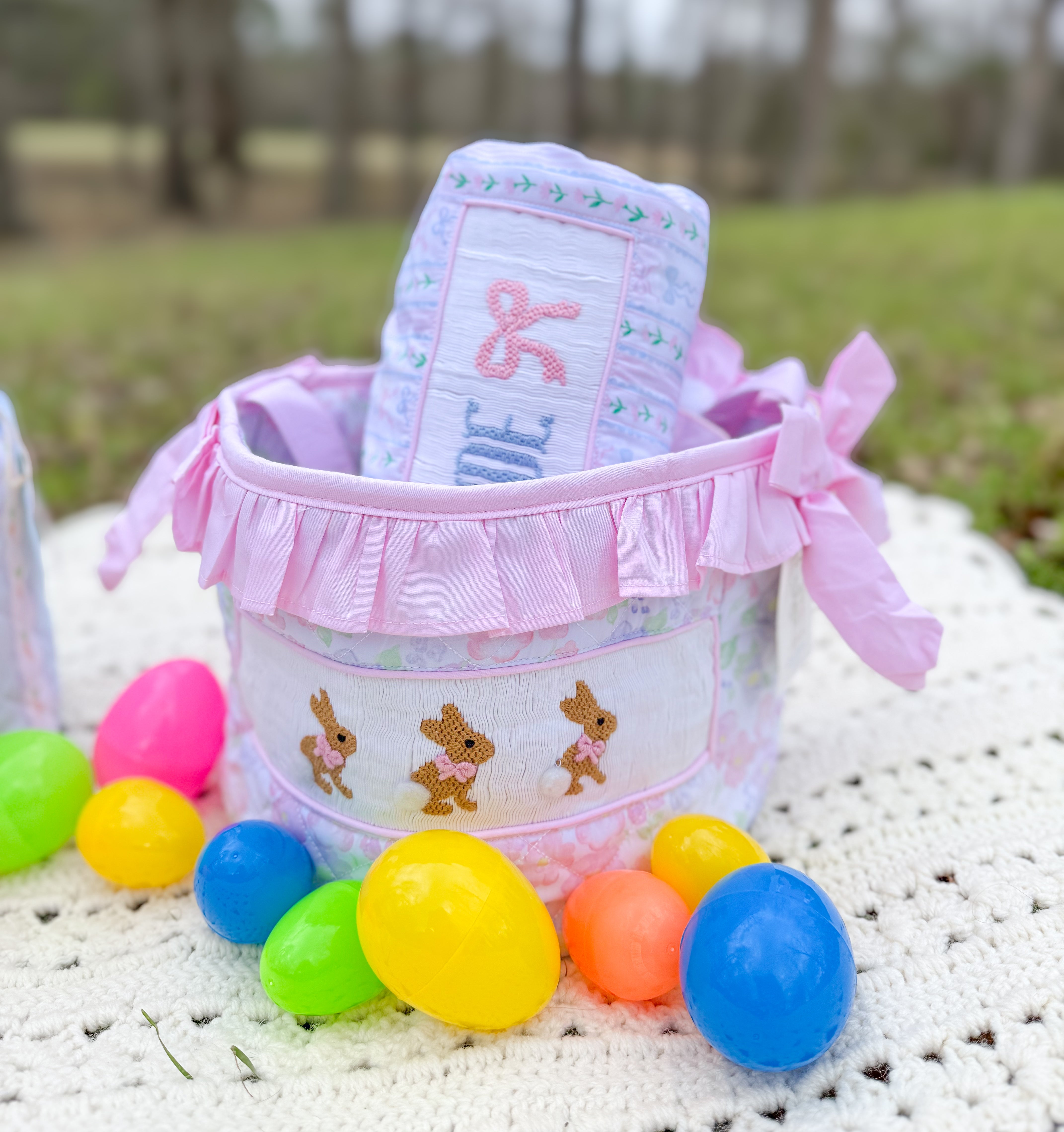 Girls Smocked “SEASIDE” Blooming Bows Terry Towel