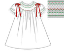 Girls Christmas Heirloom Smocked Dress