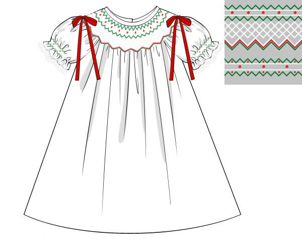 Girls Christmas Heirloom Smocked Dress