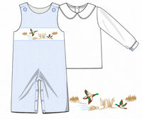 PRE ORDER Boys Smocked Where the Ducks Fly Long Romper | ETA to LBS: DECEMBER