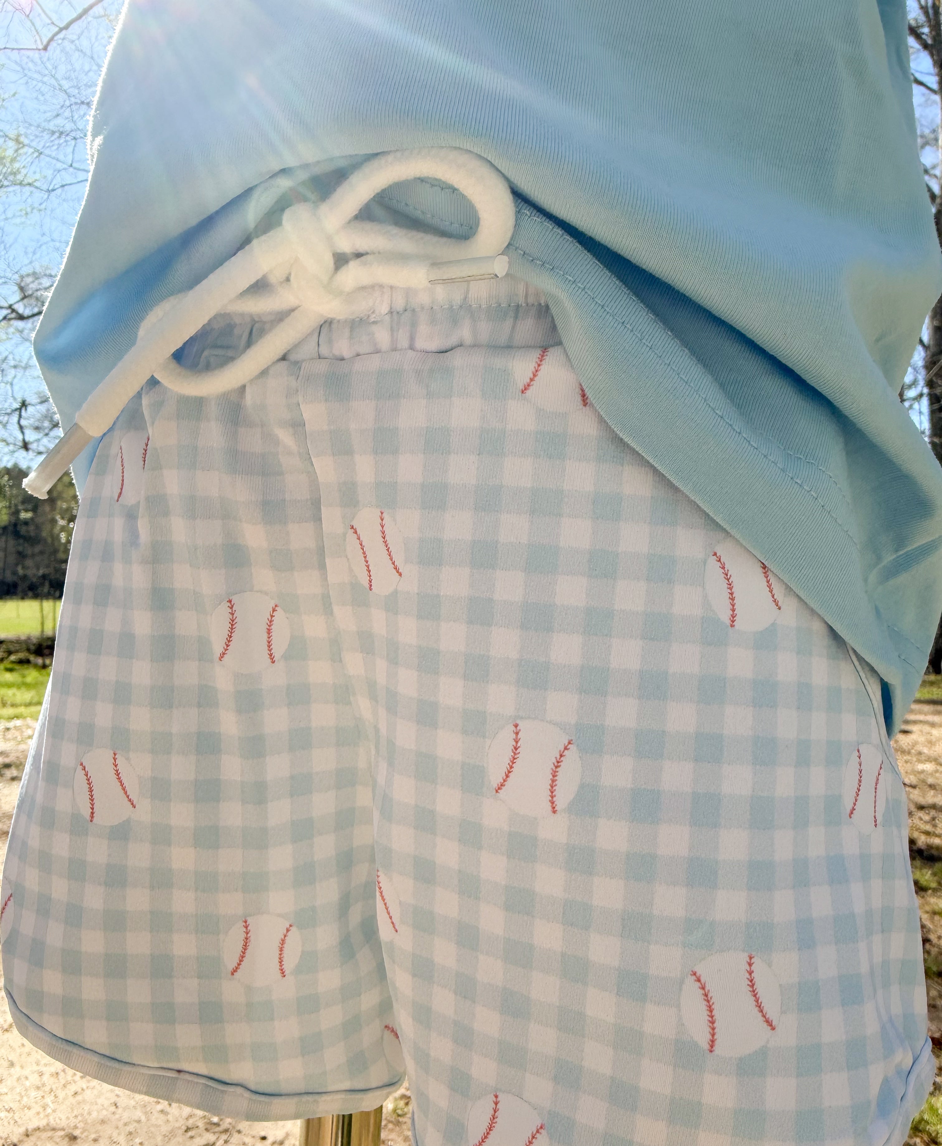 Boys Take me out to the Ballgame French Knot Short Set