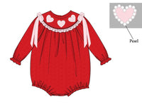PRE ORDER Girls Smocked Pearl of my Heart Swiss Dot Bubble | ETA to LBS: DECEMBER