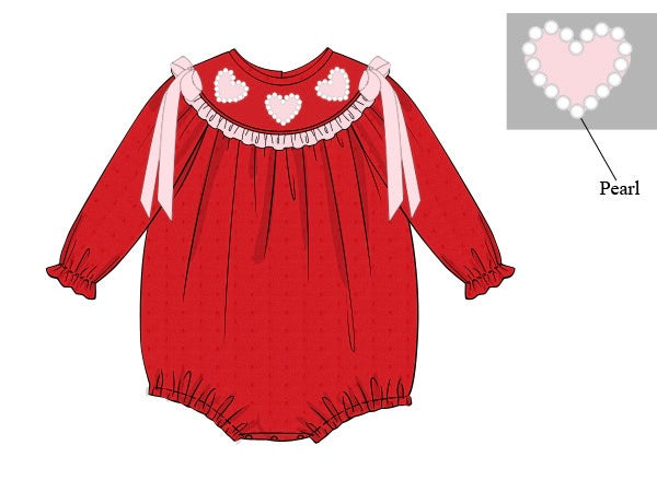 PRE ORDER Girls Smocked Pearl of my Heart Swiss Dot Bubble | ETA to LBS: DECEMBER