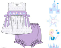 Girls Smocked Ice Queen Bloomer Set & Dress