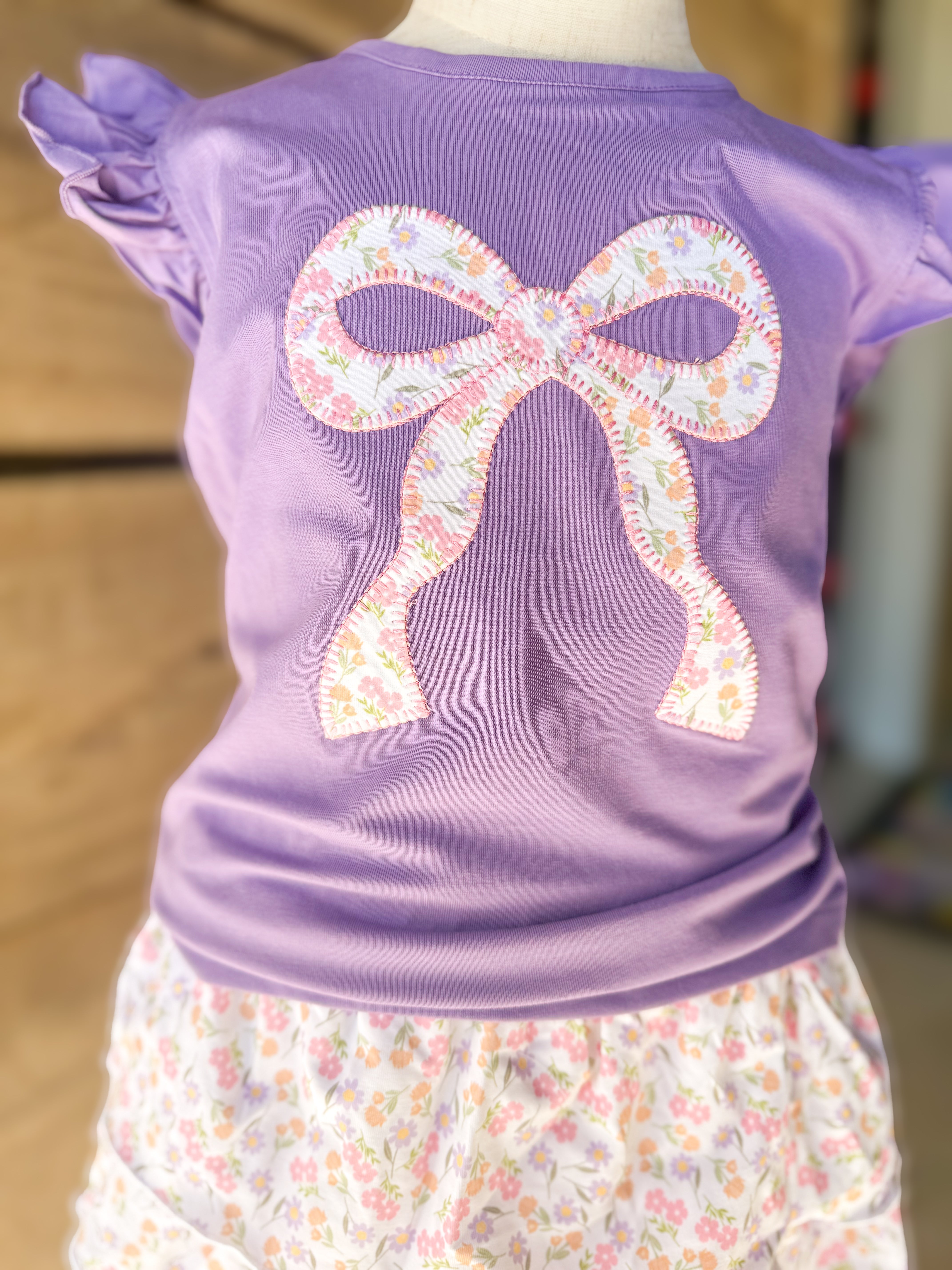 Girls Appliqué 2-Tops Skort Set