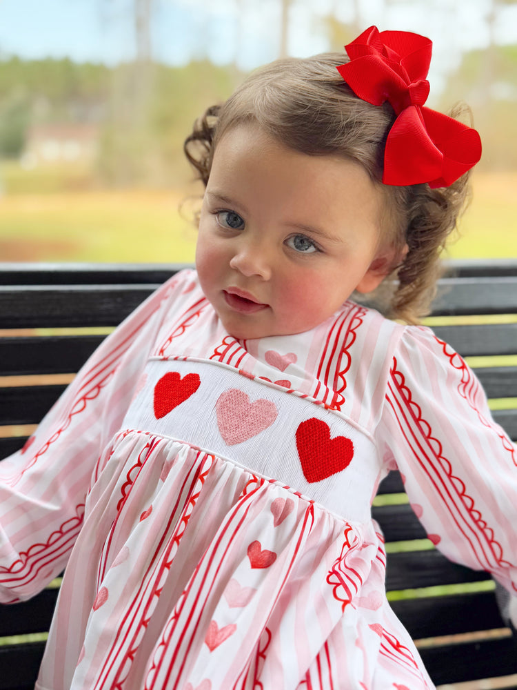 Girls Smocked Hearts Knit Bloomer Set