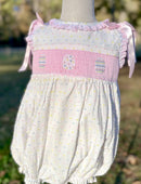 PRE ORDER Girls Swiss Dot Smocked Easter Egg Bubble | ETA to LBS: LATE FEBRUARY