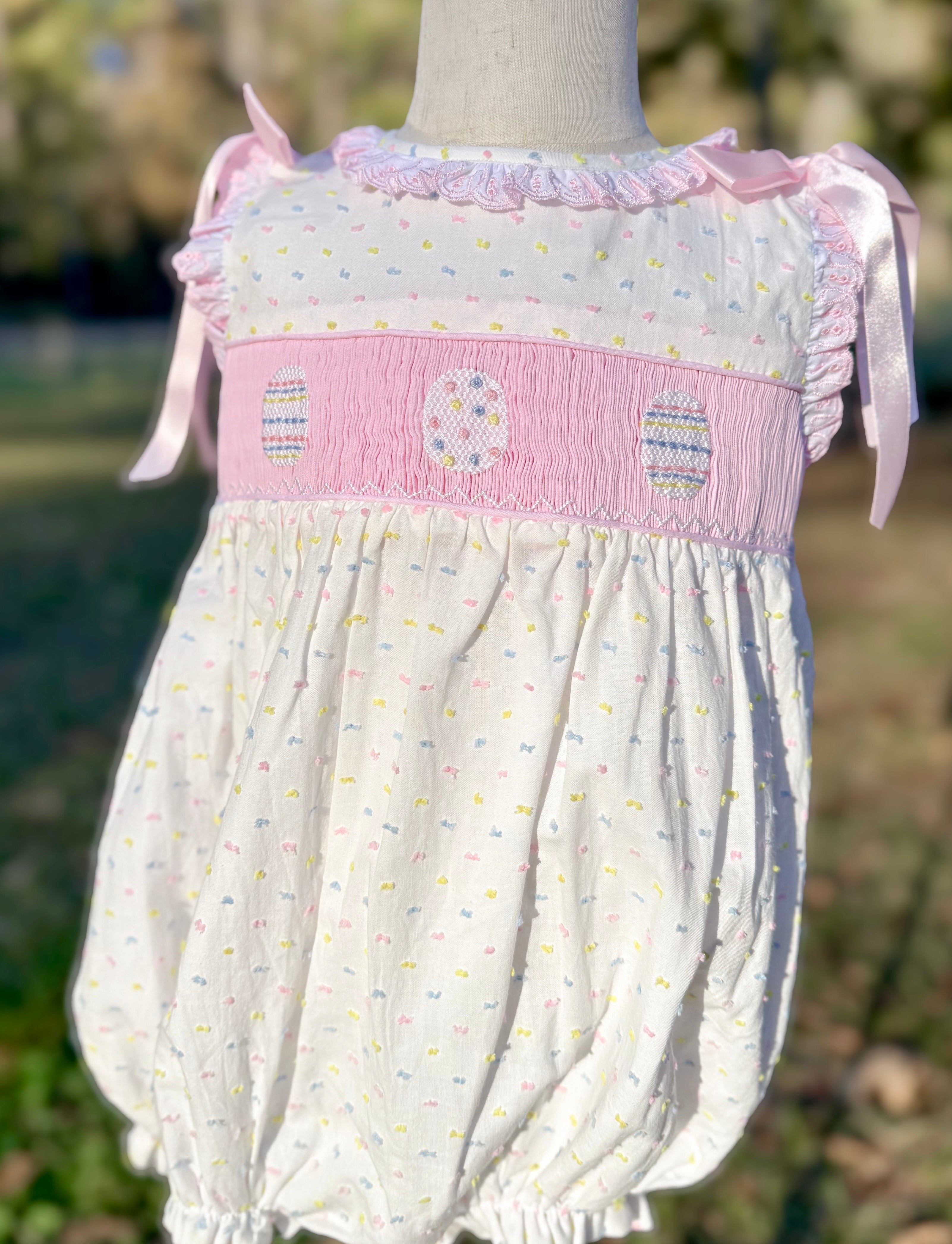 Girls Easter Egg Smocked Bubble SAMPLE
